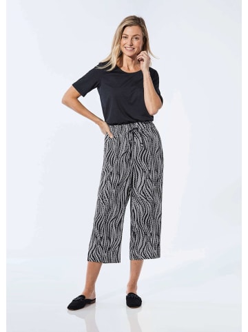 GOLDNER Kurzgröße:  Hose Sommerliche Druckhose in schwarz / cremeweiß / gemustert