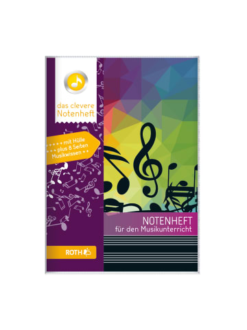 Das clevere Notenheft "Notenschlüssel lila" Hochformat in Bunt