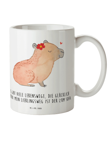 Mr. & Mrs. Panda Tasse Capybara Blume mit Spruch in Weiß