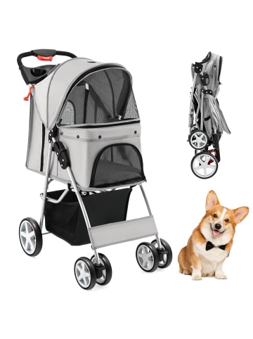 COSTWAY Hundewagen Haustiere Buggy in Grau