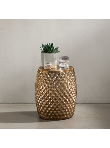 KADIMA DESIGN Couchtisch Rund | Oriental Design, Hammerschlag-Optik, Robust in Gold