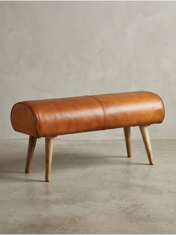 KADIMA DESIGN Sitzbank | Echtleder/Holz, 100x53x40cm, Springbock