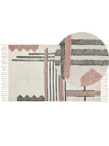 Beliani Kurzflor MURADIYE in Beige/Schwarz - (W) 80 x (L) 150 cm