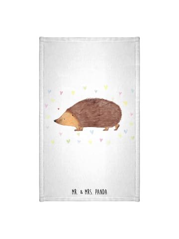 Mr. & Mrs. Panda Gästehandtuch Igel Herzen ohne Spruch in Weiß