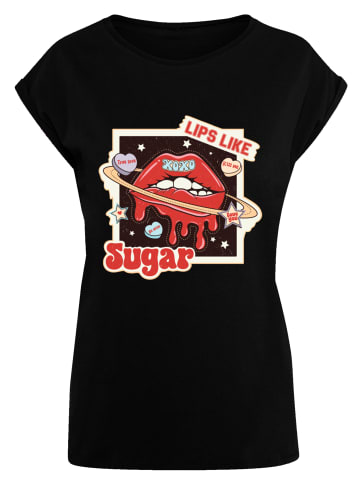 F4NT4STIC T-Shirt Lips like sugar retro Valentinstag in schwarz