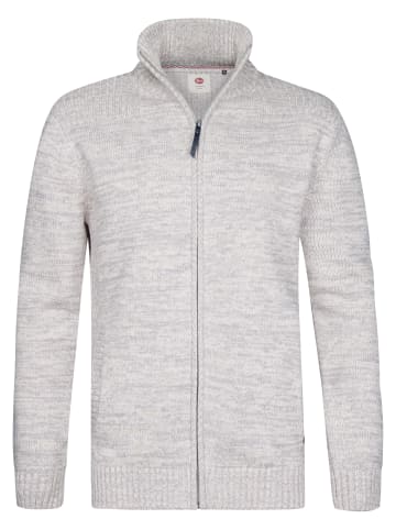 Petrol Industries Melierte Strickjacke aus Baumwolle mit Reißverschluss millford in Weiß