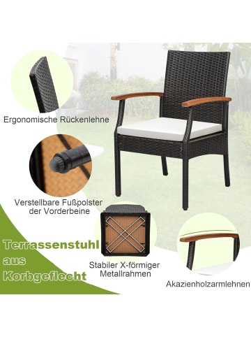 COSTWAY 2er Set Gartenstuhl in Braun
