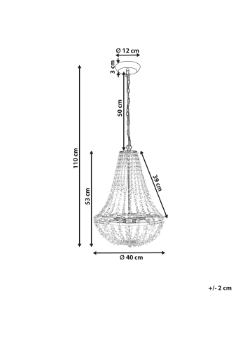 Beliani Kronleuchter DIAMANTE in Gold - (W) 40 x (H) 110 x (L) 40 cm