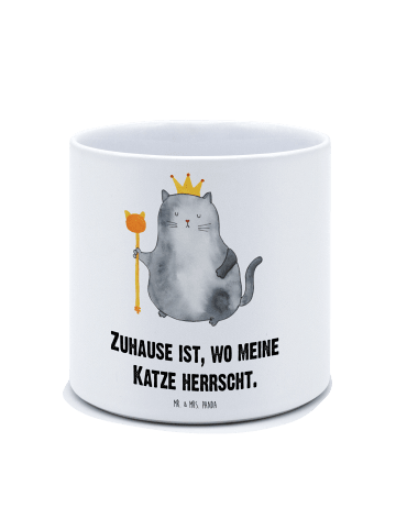 Mr. & Mrs. Panda Übertopf Katze König mit Spruch in Weiß