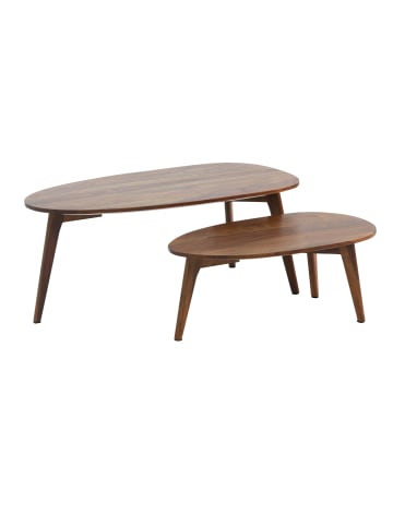KADIMA DESIGN Retro-Couchtische aus Massivholz, 2er Set, Nierenform, handgefertigt in Braun