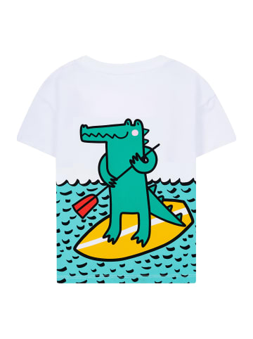 SATURNDAY T-Shirt mit Krokodil Print in Weiß