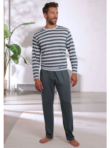 H.I.S Pyjama in grün-creme