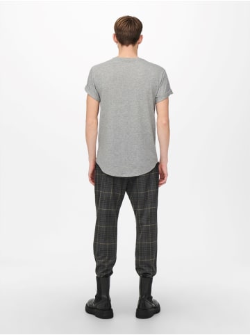 Only&Sons Langes Rundhals T-Shirt Kurzarm Shirt ONSMATT Stretch Basic in Grau