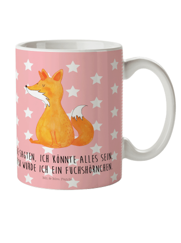 Mr. & Mrs. Panda Plastikbecher Einhorn Wunsch mit Spruch in Rot Pastell