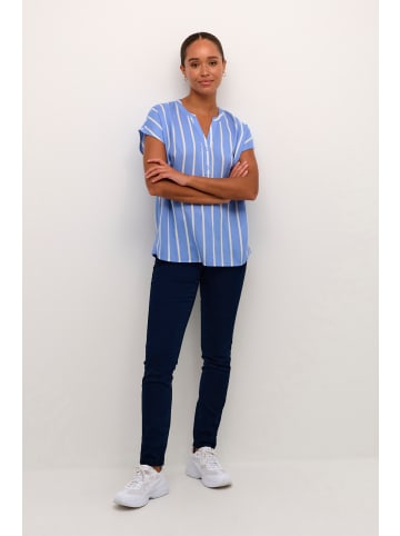 Kaffe Kurzarm-Bluse KAstridy Regular fit in Ultramarine / Chalk Stripe