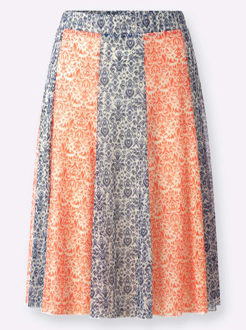 Heine Bahnenrock in orange-taubenblau-bedruckt