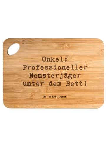 Mr. & Mrs. Panda Vesperbrett Spruch Onkel Monsterjäger mit Spruch in Braun