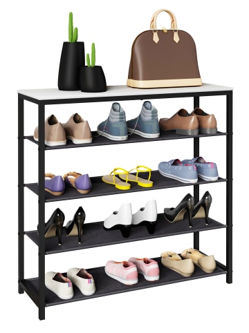 VCM  Metall Holz Schuhregal Schuhablage 4 Fächer Taliro in Weiß