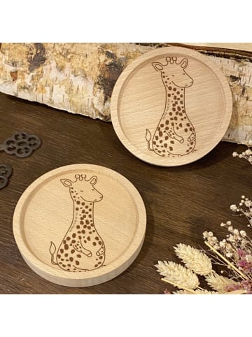 Mr. & Mrs. Panda Holz Untersetzer Giraffe Zufrieden ohne Spruch in Transparent