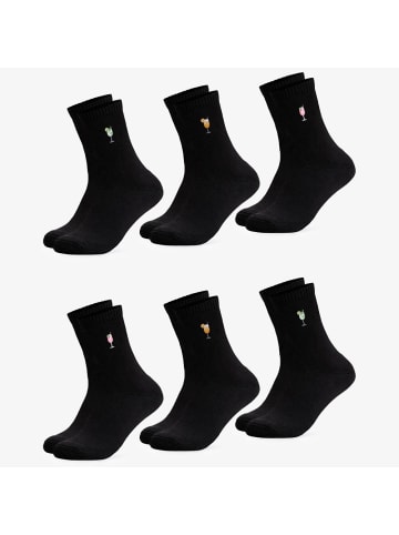 Occulto 6er Pack Schwarze Motiv Socken Juno in Drinks