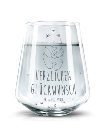 Mr. & Mrs. Panda Trinkglas Bär Baby mit Spruch in Transparent