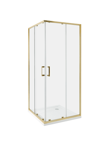 Beliani Duschkabine TELA in Transparent/Gold - (W) 80 x (H) 185 x (L) 80 cm