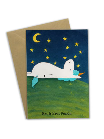 Mr. & Mrs. Panda Beileidskarte Einhorn Sternenhimmel Design ohne... in Weiß