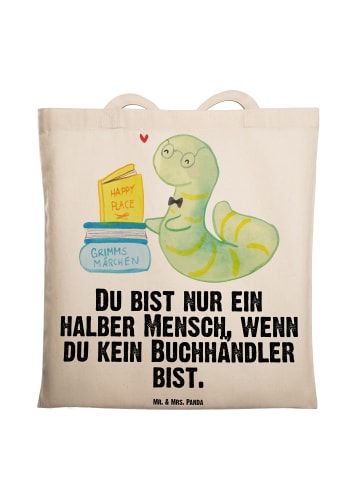Mr. & Mrs. Panda Beuteltasche Buchhändler Herz mit Spruch in Creme