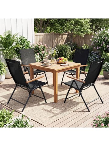 COSTWAY Gartenstühle Hochlehner 4er Set in Schwarz