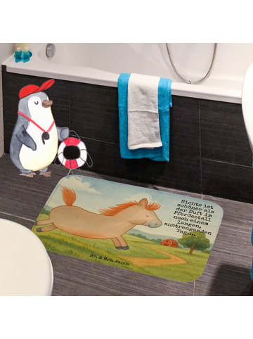 Mr. & Mrs. Panda Duschvorleger Pferd Springen Design mit Spruch in Weiß