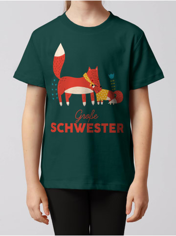 wat? Apparel T-Shirt Fuchs Große Schwester in Dunkelgrün