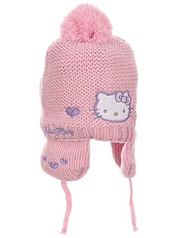 Hello Kitty Baby Mütze gestrickt mit Fleece-Futter Hello Kitty in Rosa