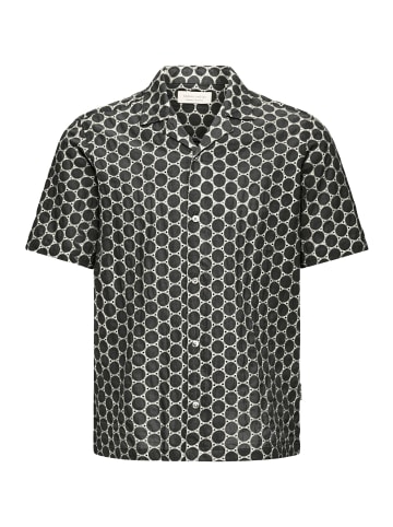 CASUAL FRIDAY Gepunktetes Kurzarmhemd V-Ausschnitt Regular Fit in Dunkelblau