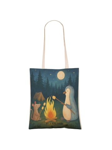 Mr. & Mrs. Panda Tasche Pinguin Lagerfeuer Design ohne Spruch in Weiß