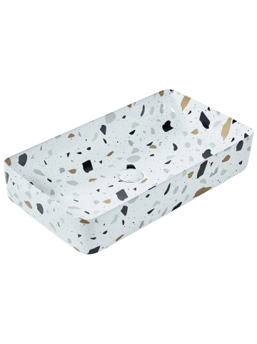 Beliani Waschbecken NULES in Weiß/Bunt - (W) 51 x (H) 11 x (L) 34 cm