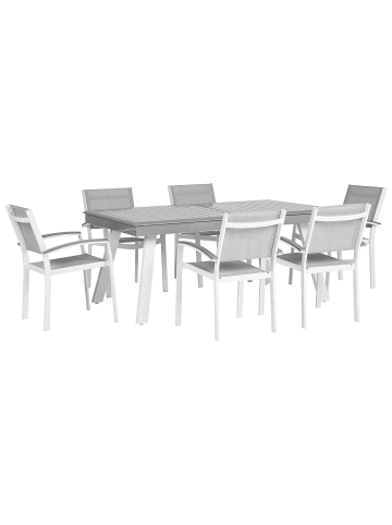Beliani 7-tlg Gartentisch Set PERETA in Grau/Weiß