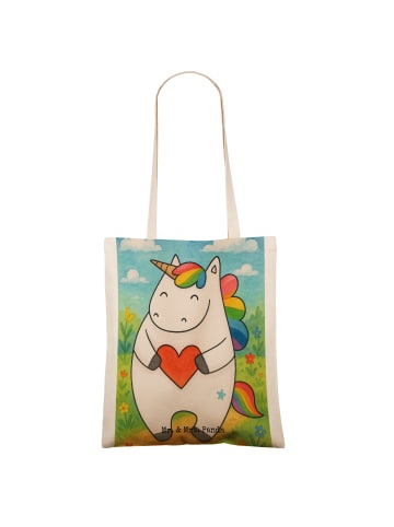 Mr. & Mrs. Panda Tragetasche Einhorn Herz Design ohne Spruch in Weiß