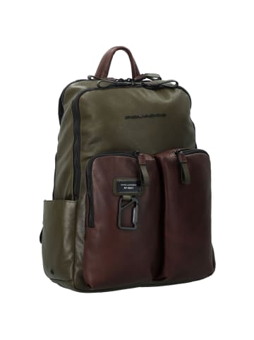 Piquadro Harper Rucksack RFID Leder 40 cm Laptopfach in green-dark brown