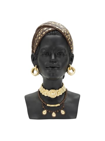 Mauro Ferretti Schwarze Harzstatuette in Form eines Frauenkopfes, 19 x 18,5 x 30 cm
