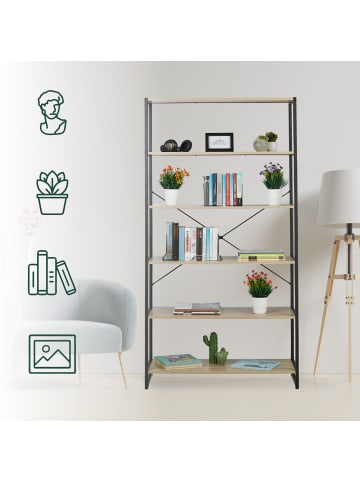 relaxdays Standregal in Braun - (B)95 x (H)180 x (T)50 cm