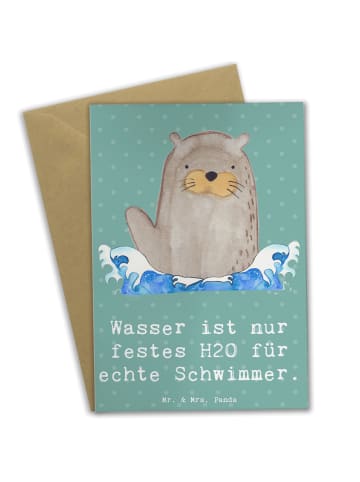 Mr. & Mrs. Panda firmungskarte Schwimmen Abenteuer mit Spruch in Meeresbrise