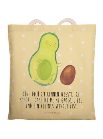 Mr. & Mrs. Panda Umhängetasche Avocado Kern rollt mit Spruch in Gelb Pastell