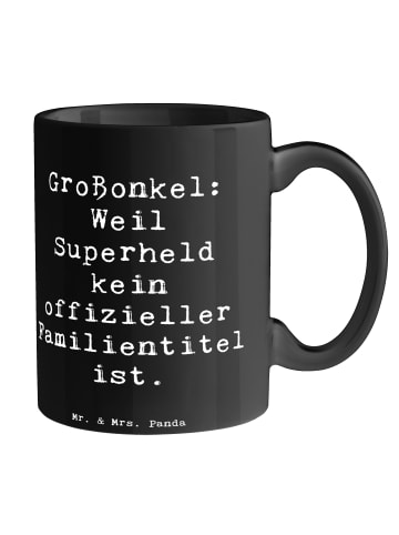 Mr. & Mrs. Panda Kaffeetasse Spruch Großonkel Superheld mit Spruch in Schwarz