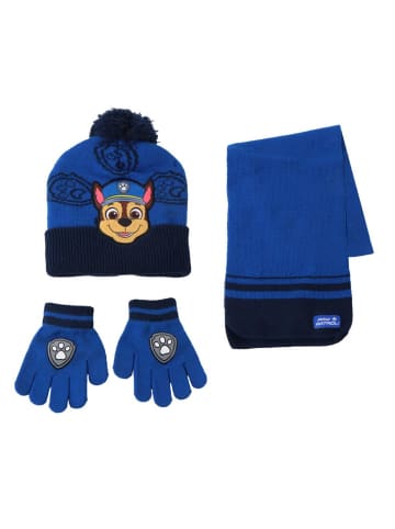 Paw Patrol Paw Patrol Kinder 3 Teilig Mütze & Schal & Handschuhe Set in Blau