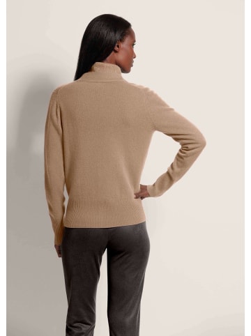 MADELEINE Kaschmirstrickjacke mit V-Ausschnitt in caramel