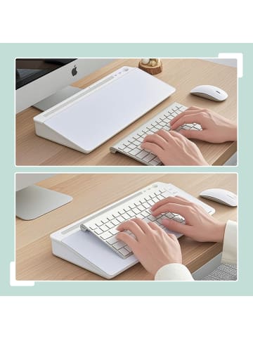 relaxdays Schreibtisch Organizer in Weiß - (B)40 x (H)5,5 x (T)18 cm