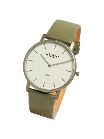Regent Armbanduhr Regent Lederarmband olive, grün extra groß (ca. 39mm)