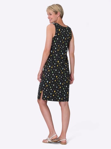 Sieh an! Sommerkleid in schwarz-gelb-bedruckt