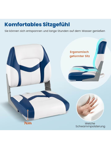 COSTWAY Bootssitz 2er Set klappbar in Blau