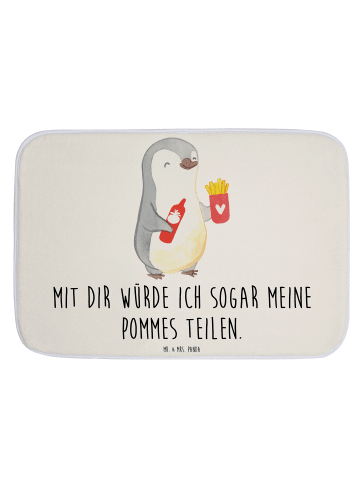 Mr. & Mrs. Panda Badezimmer Matte Pinguin Pommes mit Spruch in Weiß